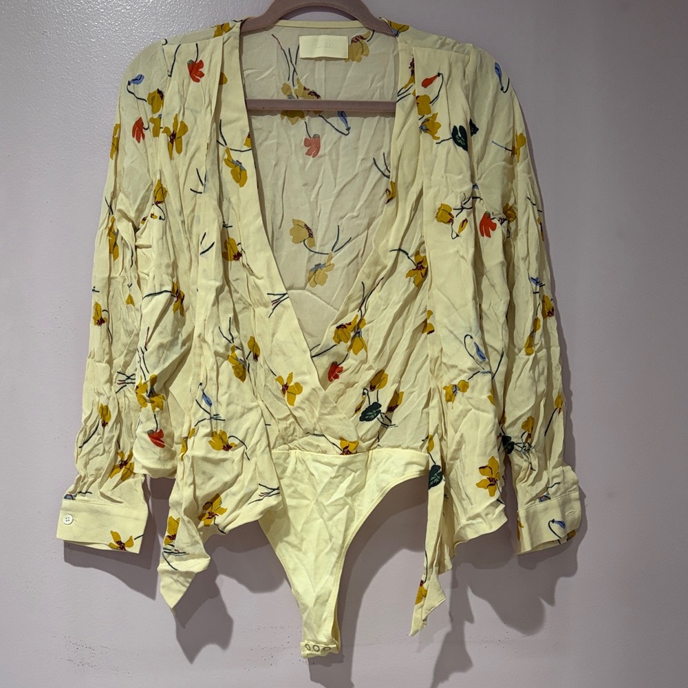 Capulet Floral Cream Wrap Bodysuit